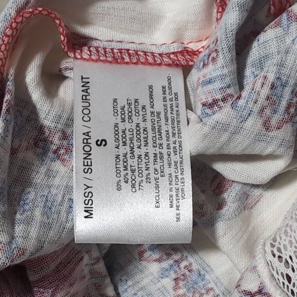 Vintage American Blues Red Bohemian Tunic Top Tassels 3/4 Sleeves Blouse Small - Picture 5 of 5